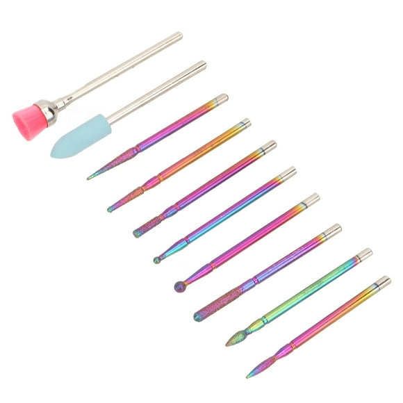Brocas para uñas, 10 piezas de brocas de acero inoxidable para limar uñas eléctricas, juego de brocas para manicura, elaboradas por expertos