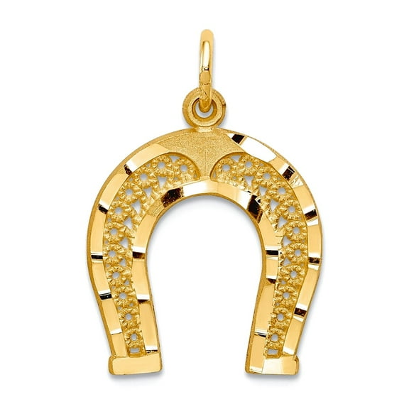 10k Yellow Gold Solid Polished HORSESHOE Charm 23x19mm Wide Pendant Necklace for Women - 1.0 Grams