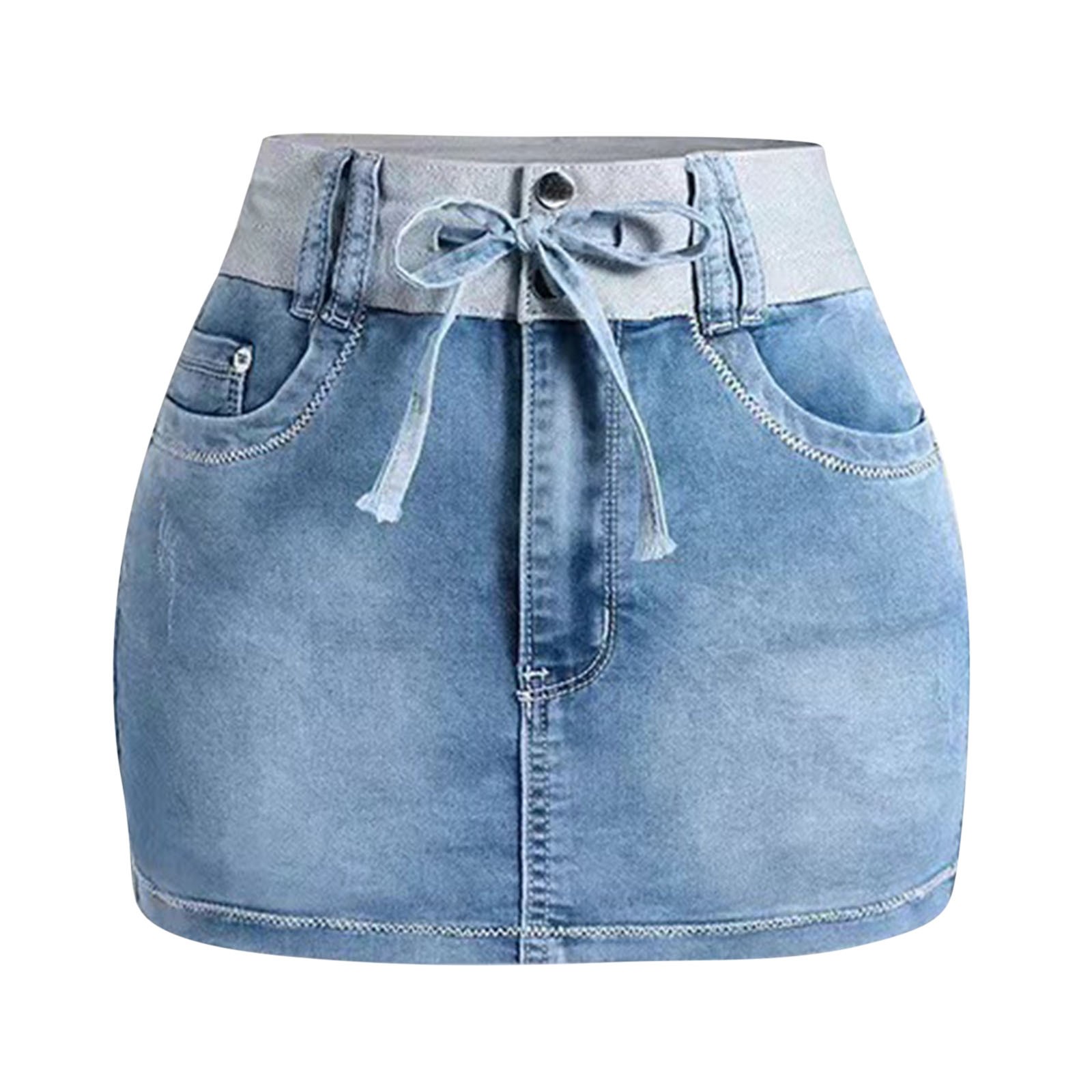 Fandiiiii Denim Skorts For Woman Cargo Wrap Jean Skort Skirts Stretchy High Waisted Skirt Shorts Country Concert Wear Women Shorts Contrast Binding Ripped Drawstring Denim Skorts Flare Short Skirt