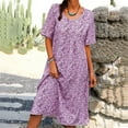 thumbnail image 2 of AOOCHASLIY Fashion Women Summer Casual Round-Neck Print Short Sleeve Loose Dress, 2 of 9