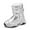 Silver, variant on Girls Mid Calf Boots Outdoor Cold Weather Footwear With Thick Insulation Maximum Comfort Silver 3.5-4 Years