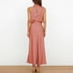 thumbnail image 5 of Vestido largo de satén para mujer con cuello alto, sin mangas y abertura lateral - Vestido formal/informal de noche para bodas/cócteles, 5 of 8