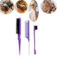 thumbnail image 2 of 3Pieces Hair Styling Comb Set Teasing Hair Brush Tail Comb Edge Brush for Edge Back Brushing Combing Slicking Hair, 2 of 6