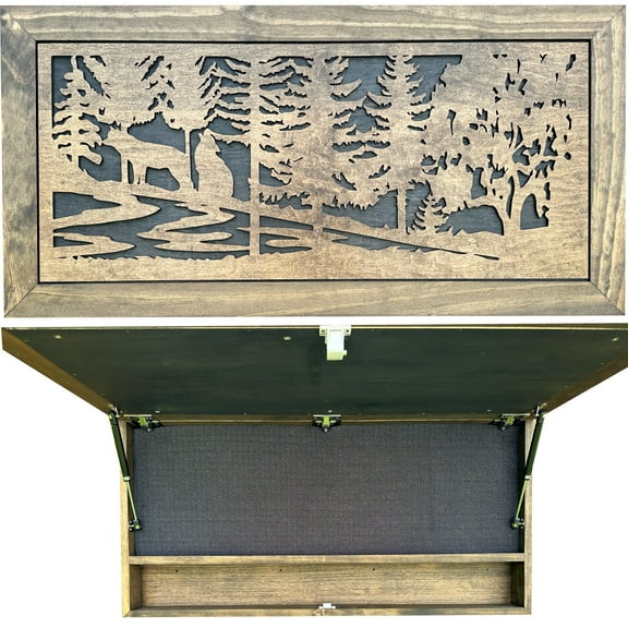 Large Hidden Storage Cabinet Wolf Scene - Wolves In The Woods by Bellewood Designs