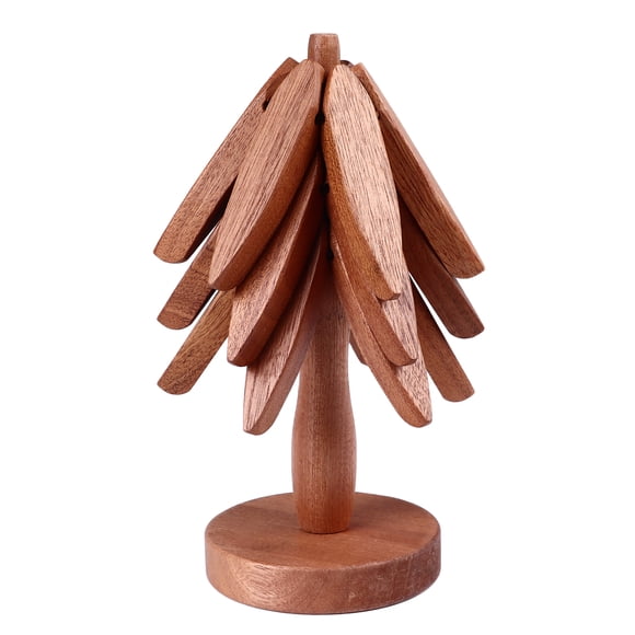 Wooden Trivets Set Heat Resistance Prevents Scald Innovative Wealth Tree Shaped Wood Trivet Mat for Hot Dishes Pot Bowl Teapot