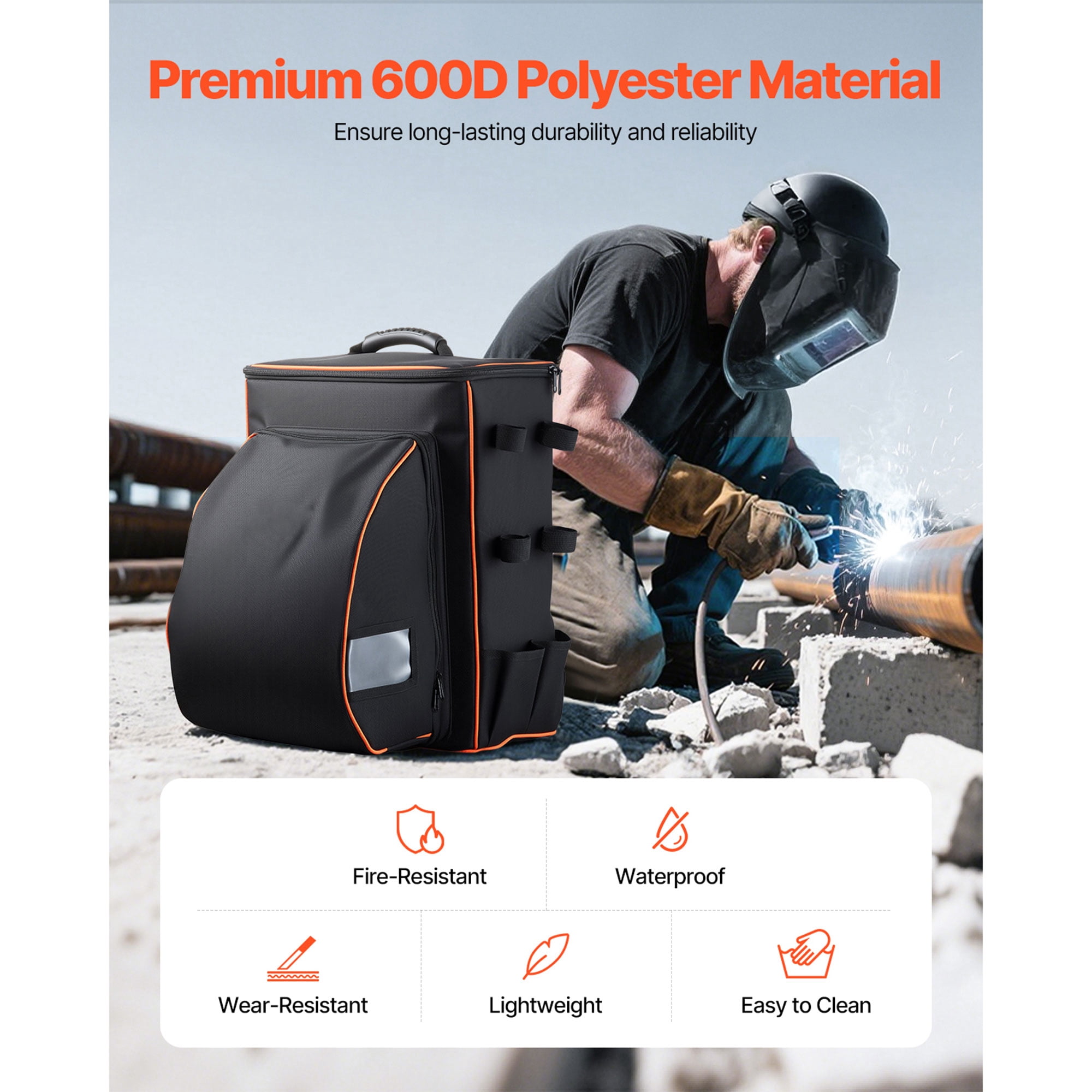 KFFKFF Welding Backpack, 35.6L Tool and Helmet Storage Bag, Durable 600D Polyester Gear Pack with Helmet Holder, Multi-Functional Storage Solution for Welding, Camping, and Outdoor Activities
