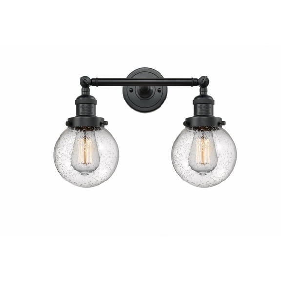Innovations 2-LT Vintage LED Beacon 17" Bathroom Fixture - Matte Black - 208-BK-G204-6-LED