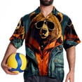 thumbnail image 4 of Vintage Bear Men's Casual Spread Collar Hawaiian Short Sleeve Button Down Summer Beach Tops, 4 of 6