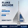 thumbnail image 3 of Five Oceans Boat Anchor - Fluke Anchor, 16 Lb, Galvanized Steel Boat Anchors, for Pontoon, Dinghies, Fishing Boats, Bass Boats, Sport Boats, Sport Yachts, Sailboats - FO3942, 3 of 9