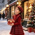 thumbnail image 2 of Mnyotv Long Sleeve Dress for Girls with Beret Hats Christmas Sweater Dresses Two Piece Set Toddler Winter Outfits Size 2-3Y, 2 of 5