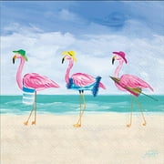 IHR Ideal Home Range Cocktail Napkins Disposable 3-Ply Paper Party Napkin Pack, 5" x 5", Beach Flamingos, 20-Count