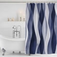 thumbnail image 4 of Navy Blue Waterproof Fabric Shower Curtain,Modern Moire Abstract Ripple Geometric Waterproof Fabric Shower Curtain for Bathroom Curtains Bathtubs Hotel Shower Curtains with 12 Hooks Small 36x72in, 4 of 8