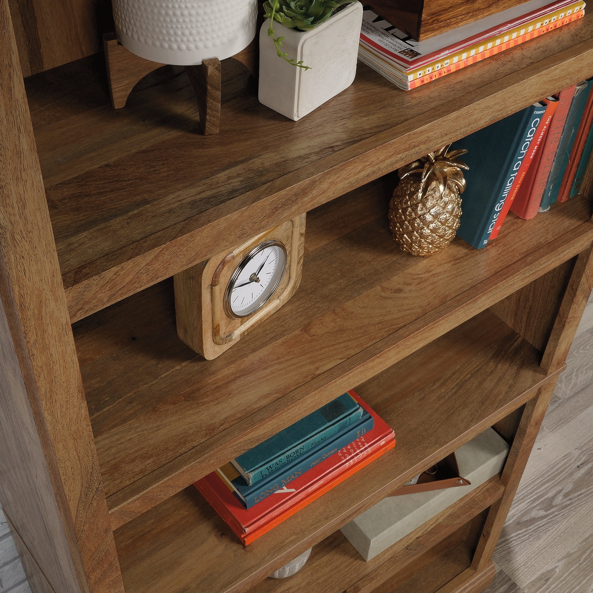 Sauder Engineered Wood 5-Shelf Tall Bookcase in Sindoori Mango/Brown