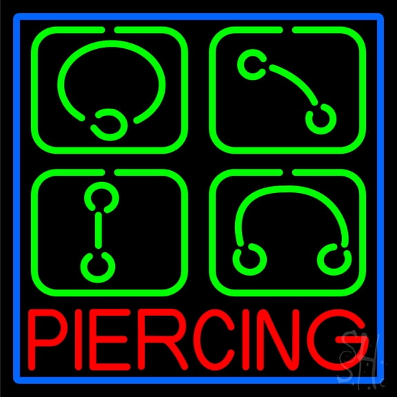 Piercing LED Neon Sign 16" Tall x 16" Wide - inches Black Square Cut Acrylic Backing, with Dimmer - Premium built indoor Sign for Storefront, Store interior, Studio.