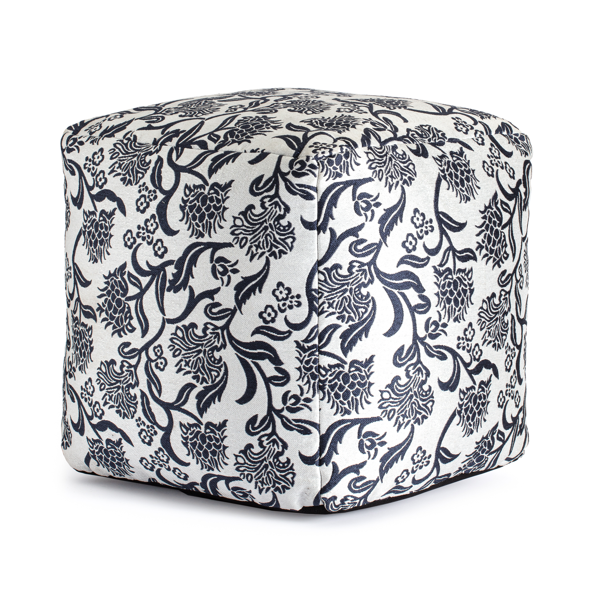 Chamonix Blue 18" x 18" x 18" Blue & Ivory Pouf