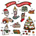 thumbnail image 3 of Un juego de 15 pegatinas de tela para árboles de Navidad, ropa festiva, apliques de tela bordados, pegatinas de muñeco de nieve, 3 of 4