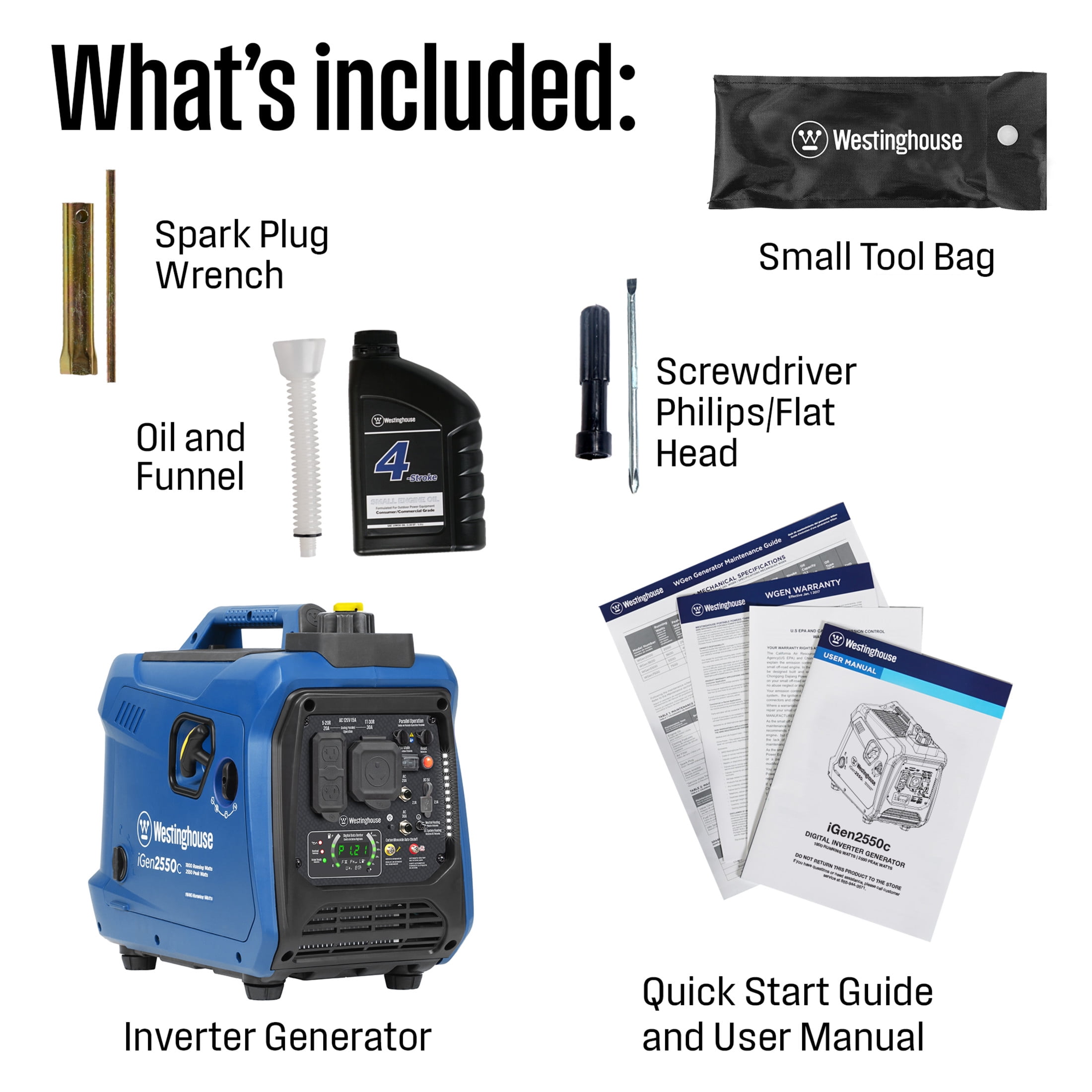 Westinghouse 2550 Peak Watt RV Ready, Gas Powered Portable Inverter Generator with CO Sensor