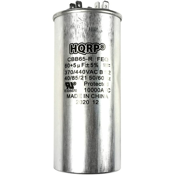 HQRP 60uf 5uf 370V-440V Run Capacitor AC Electric Motor Start HVAC Blower Compressor Pump Generator 60MFD 5MFD CBB65 370V 370VAC 440VAC