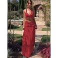 thumbnail image 5 of Women'S Maxi Skirt Set 2 Piece Outfits Sleeveless Strap Top Maxi Skirt Vacation Skirt Set Red S, 5 of 9