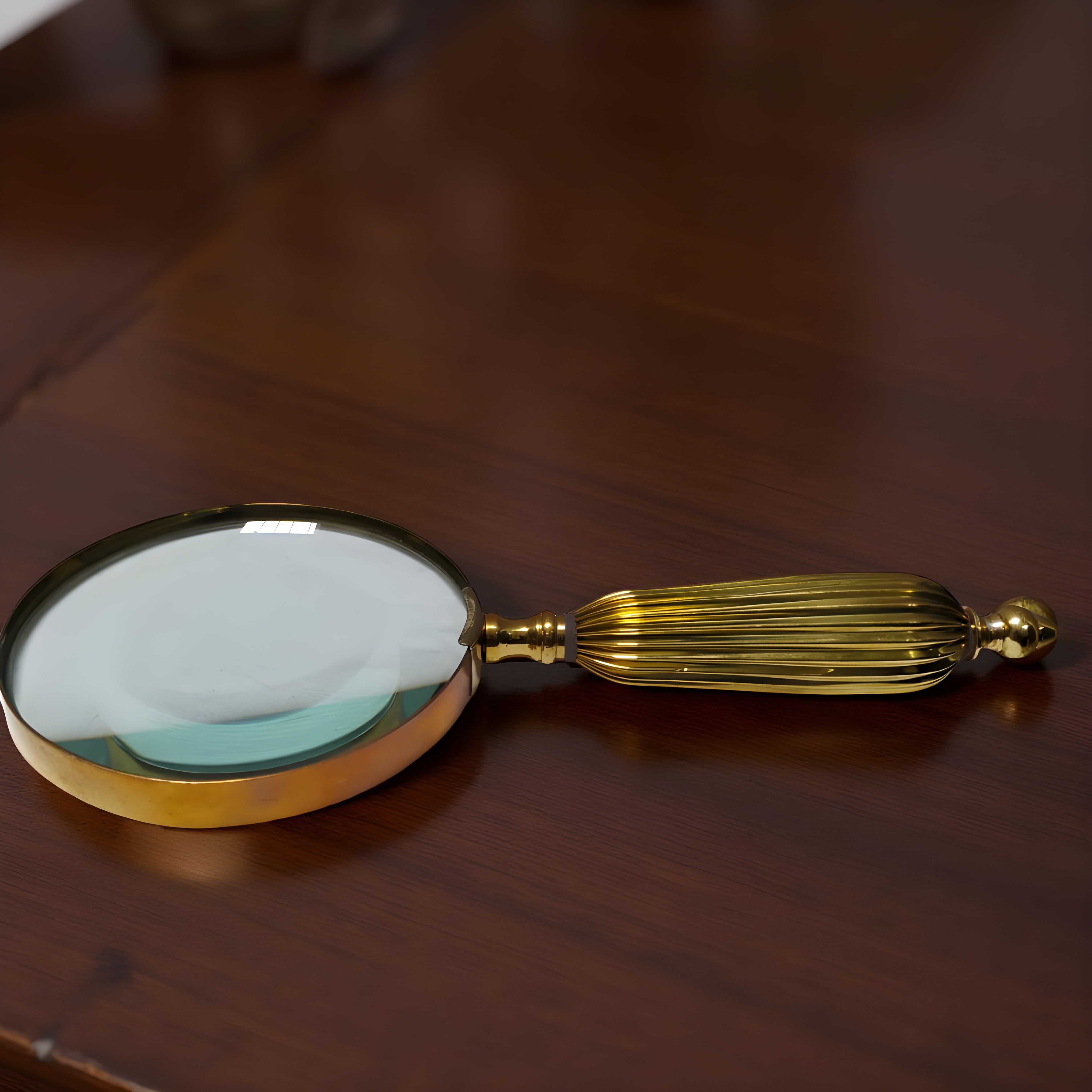 Antique Heavy Brass Magnifying Glass Solid Vintage Magnifier & Unique Gift Idea