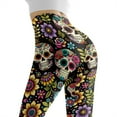 thumbnail image 5 of DISNIMO Skull Floral Printed Yoga Pants Leggings for Women Tummy Control High Waisted Workout Leggings Stretch Workout Yoga Pants for Sport, Black, M, 5 of 6