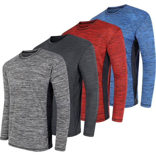 High Energy Men's Athletic TShirt 4 Pack Long Sleeve Moisture
