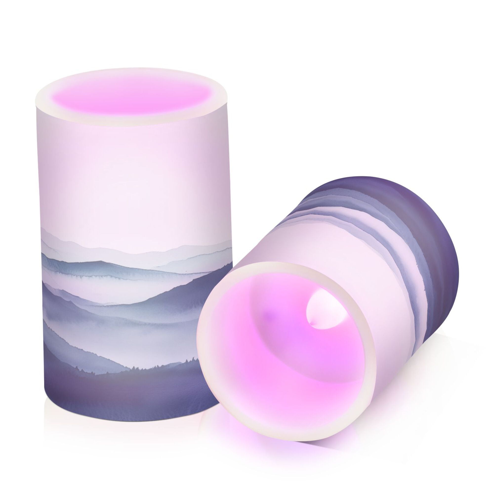 Yayeee Flameless Candles with Remote Flickering Battery Operated Multi Color Changing, Watercolor Mountains