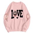thumbnail image 6 of felwors Women Casual Long Sleeve Sweatshirts Love Print Shirt Plus Size Oversized Sweaters Pullover Casual Tops Pink, L, 6 of 7