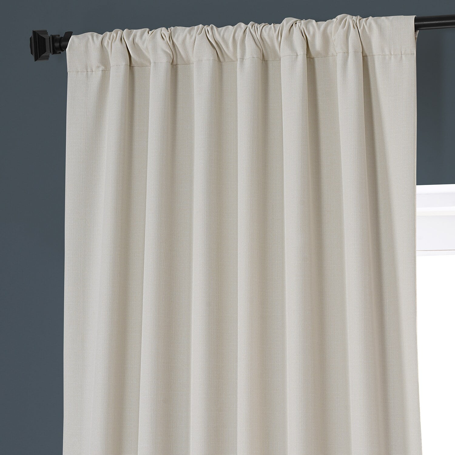 Signature Excursion Ivory Faux Linen Blackout Curtain (1 Panel), Excursion Ivory, 50W X 108L