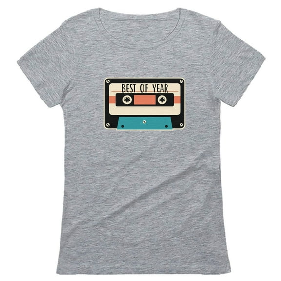Custom T Shirt Birthday Gift for Women Best of Mixtape Retro Women T-Shirt Large Gray
