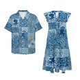 thumbnail image 4 of Garronmavis Blue Octopus Couple Matching Outfit Husban and Wife Clothing A-Line Womens Short Sleeve Dress Hawaiian Dresses Size S and Mens Button Up Summer Shirt, 4 of 7