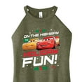 thumbnail image 3 of Disney Cars - Christmas - On The Highway To Holiday Fun - Juniors High Neck Tank Top, 3 of 5