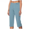 thumbnail image 2 of huaimei Capri Pants for Women Casual Business Stretchy Pant Straight Leg Cargo Capris with Pockets Fashion Rolled Hem Cropped Work Trouser, 2 of 6