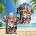 thumbnail image 2 of Netecom Patriotic Santa Claus Christmas Hawaiian Shirt for Men, USA Flag Holiday Print Button Down Summer Beach Shirt, S-5XL, 2 of 6