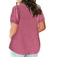 thumbnail image 4 of Pxxlle Plus Size Short Sleeve Tshirts for Women Solid Color Casual V Neck Shirts Oversized Summer Tunic Tops Loose Fitting Basic Tees for Ladies Hot Pink M, 4 of 7