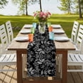 thumbnail image 3 of Black and White Floral Short Table Runner 48 Inches Long,Modern Oil Painting Abstract Art Cotton Linen Table Runners Dresser Scarves,Tabletop Scarf Furniture Cover for Home Dinner Party Decor 13"x48", 3 of 8