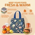 thumbnail image 5 of Pioneer Flower Floral Print Pattern Insulated Lunch Bag for Women & Adults,Large Portable Soft Cooler Lunch Bag,Thermal Food Storage Tote with Pearl Cotton,8.66L,8.75x5.75x9.5 Inch, 5 of 6