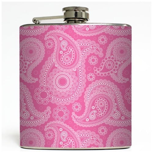 Pink Paisley Print - Liquid Courage Flasks - 6 oz. Stainless Steel Flask