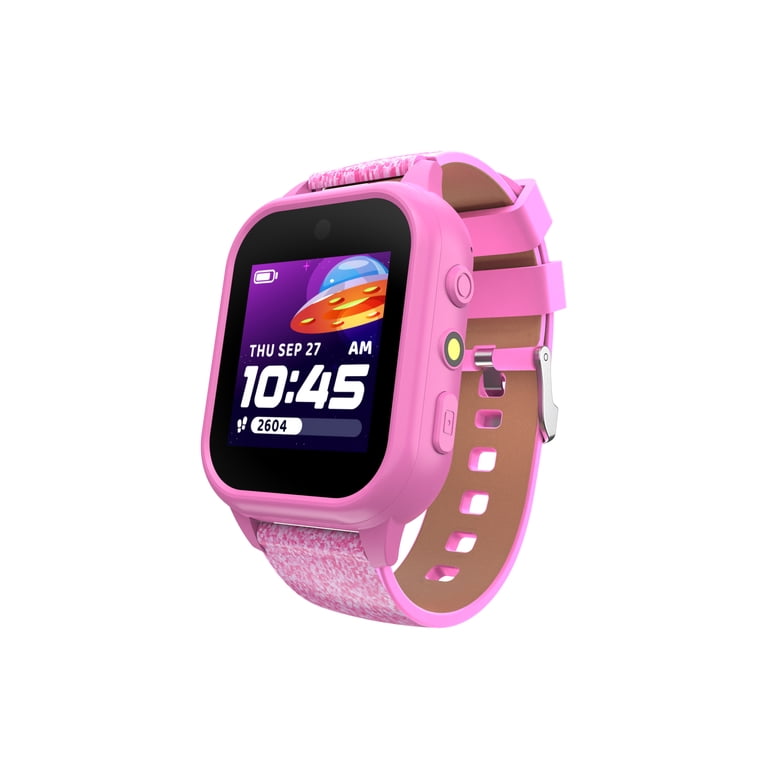 Itech Kids Girls' Smartwatch with Camera, Audiobooks, and Games Pink Case with Pink Glitter Strap