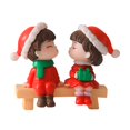 thumbnail image 3 of 2Pcs Christmas Couple Figurines Miniature Figurine Art Bonsai Decor Romantic Christmas Miniature Ornament for Micro Landscape sitting, 3 of 7