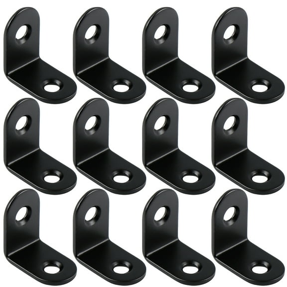 DIALLY 20Pcs Stainless Steel 90 Degree Corner Braces Black Right Angle Brackets for Wood Furniture Repair