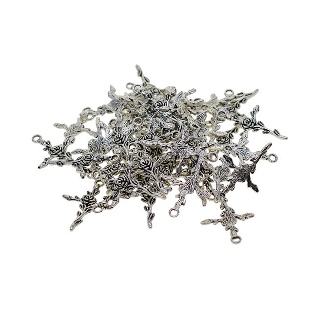 50 Unids Pta Rosa Floral Charm Cruz Fe Colgante De Para Joyería Que Hace Colr Artesanía BLESIY Colgante de joyería de moda