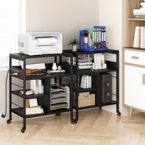 ChaoLink Printer Stand with Power Outlets & USB Charging, 4-Tier Mobile Printer Table with Storage and Wheels