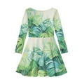 thumbnail image 5 of DISNIMO Girls Palm Leaf Dress Girls Size 3-4 Dresses for Little Girls Long Sleeve Midi Dresses Kids School Dresses for Girls Dance Cute Fall Dresses for Girls Casual Dress Long Sleeve Skater Dress, 5 of 6