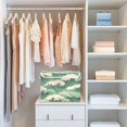 thumbnail image 4 of Yayeee Collapsible Storage Bin with Lid Fabric Closet Decorative Basket with Handles, Green Wave Pattern, 4 of 7