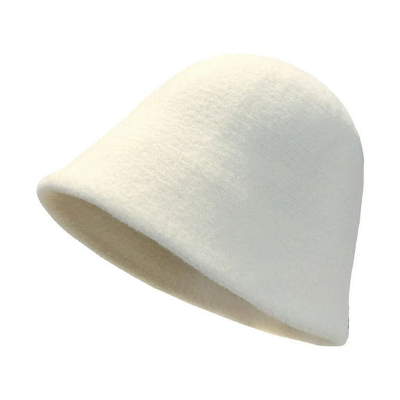 HUANLEDASH Round Dome Short Brim Thick Warm Bucket Hat Women Winter Knitting Wool Basin Hat Fashion Accessories