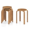 thumbnail image 1 of Costway Set of 4 18" Stacking Stool Round Dining Chair Backless Wood Home Decor Walnut, 1 of 10