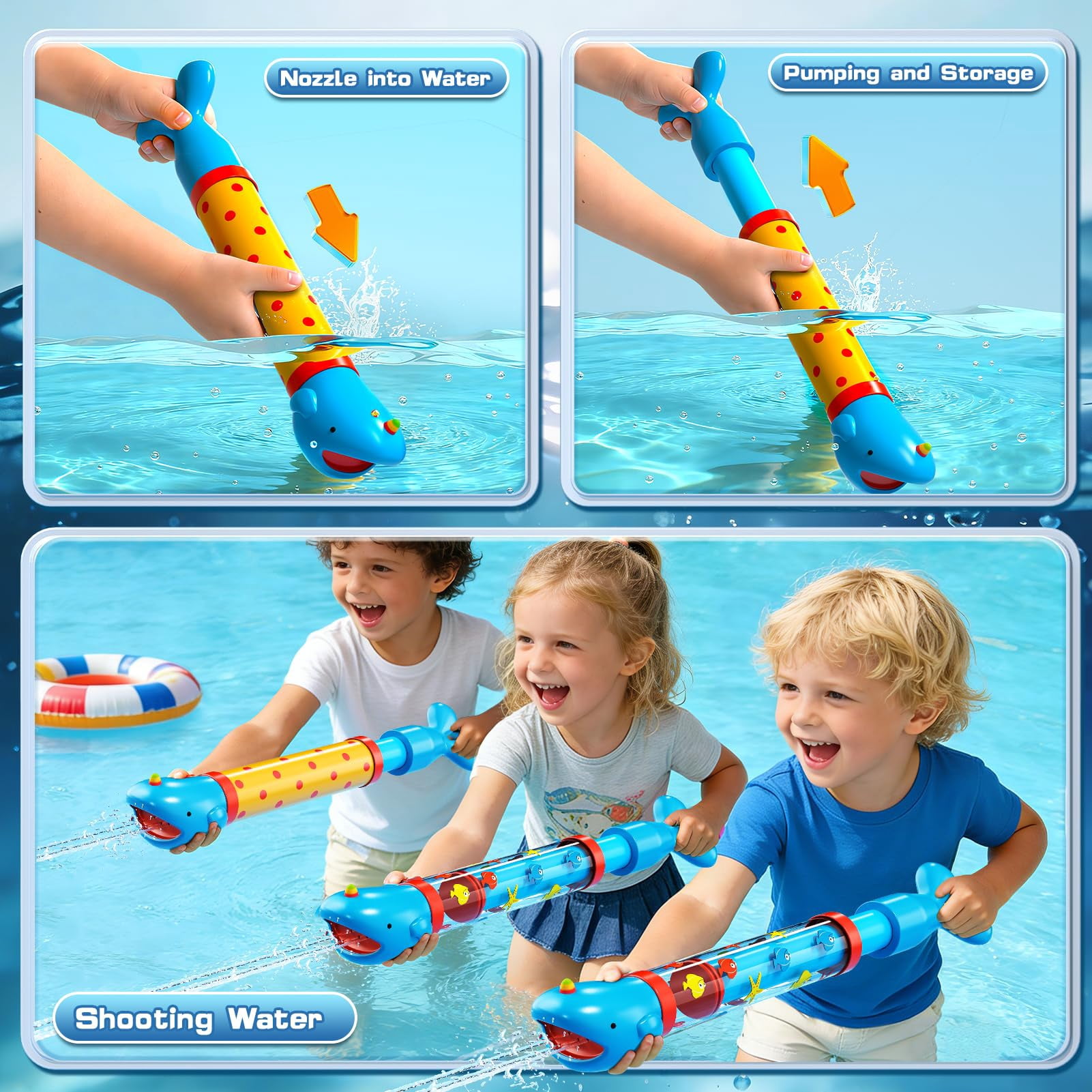 Animal Shape Water Blasters 4 Pack Summer Outdoor Pool Beach Play Toys