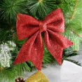thumbnail image 4 of Lazos grandes de oro rojo, purpurina brillante, lazo de Navidad, adornos colgantes para árbol de Navidad, decoraciones navideñas para fiestas de bodas, 4 of 4