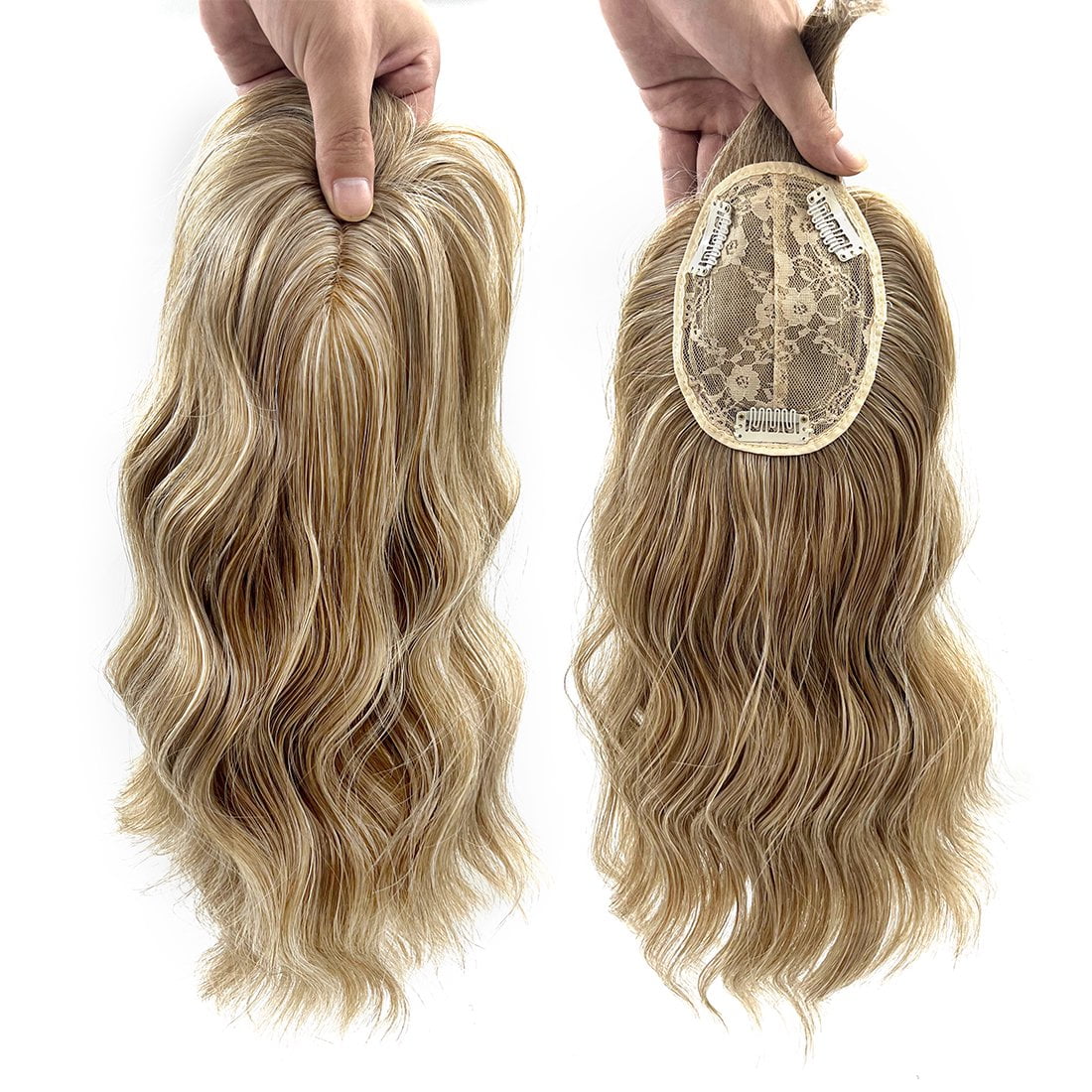 viviaBella 27/613 Loose Water Wavy Hairpiece Clip in Fluffy Topper